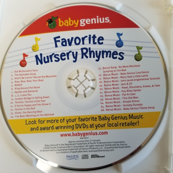 Baby Genius Favorite Nursery Rhymes CD and DVD Ages 0 - 36 monthts - Picture 3 of 4